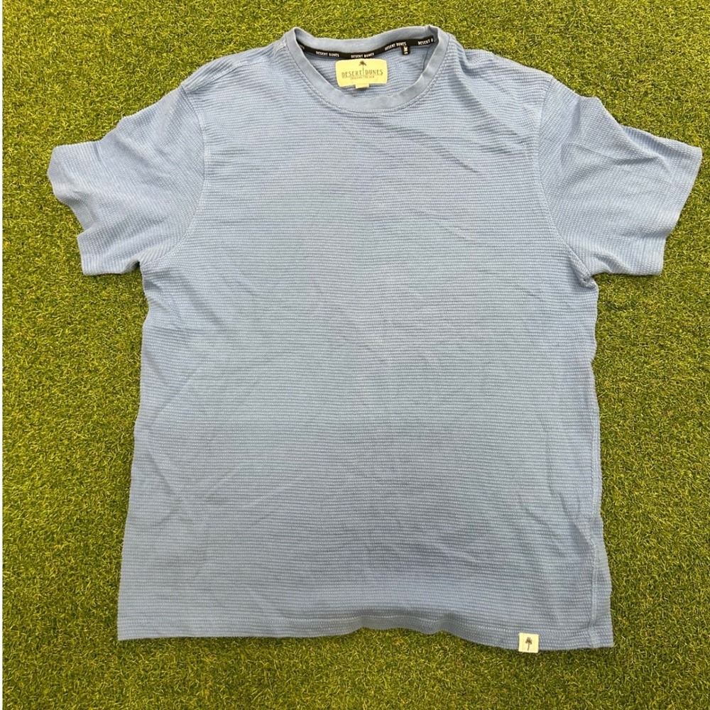 Desert Dunes Chasing the Sun Mens Blue Waffle Knit T-Shirt Size M Short Sleeve